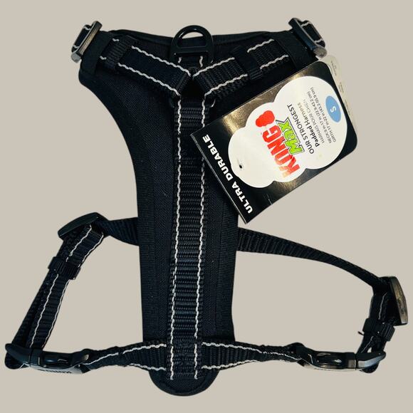 Kong Max Harness Small Ultra Durable Padded Black Neck 9-17" Girth 17=22" NWT - Picture 1 of 7